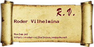 Roder Vilhelmina névjegykártya